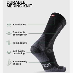 Danish Endurance Hiking Socks, Merino Wool Socks, Black Large 2 Pack NWT in pkg